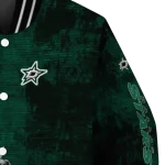 dallas stars distressed slash green black varsity jacket best selling