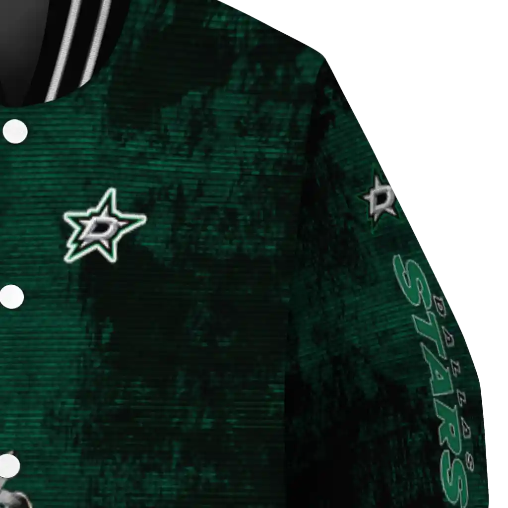 dallas stars distressed slash green black varsity jacket premium grade dallas stars distressed slash green black varsity jacket premium grade