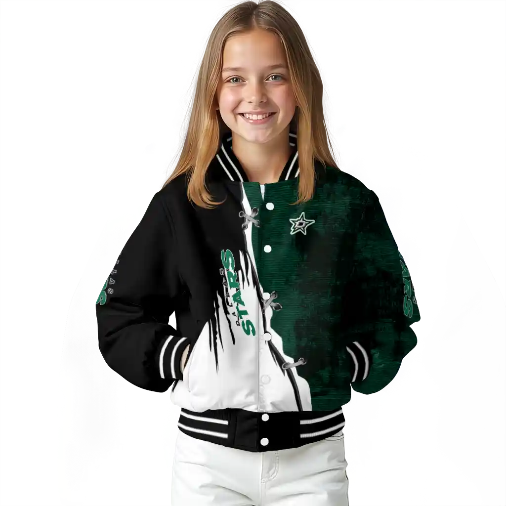 dallas stars distressed slash green black varsity jacket top rated dallas stars distressed slash green black varsity jacket top rated