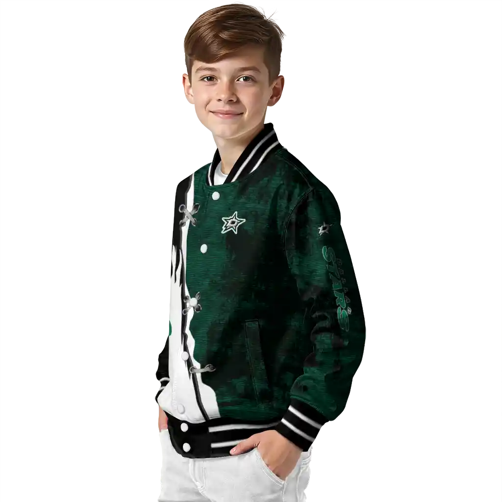 dallas stars distressed slash green black varsity jacket trendy dallas stars distressed slash green black varsity jacket trendy