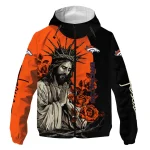 denver broncos jesus roses orange black windbreaker jacket best selling