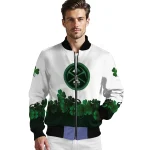 denver nuggets clover pattern print white green bomber jacket best selling