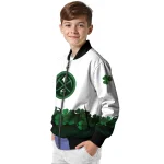denver nuggets clover pattern print white green bomber jacket best selling