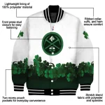 denver nuggets clover pattern print white green varsity jacket best selling