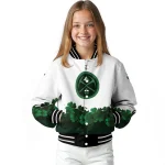 denver nuggets clover pattern print white green varsity jacket best selling