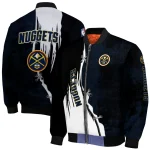 denver nuggets edgy scratch effect blue black bomber jacket best selling
