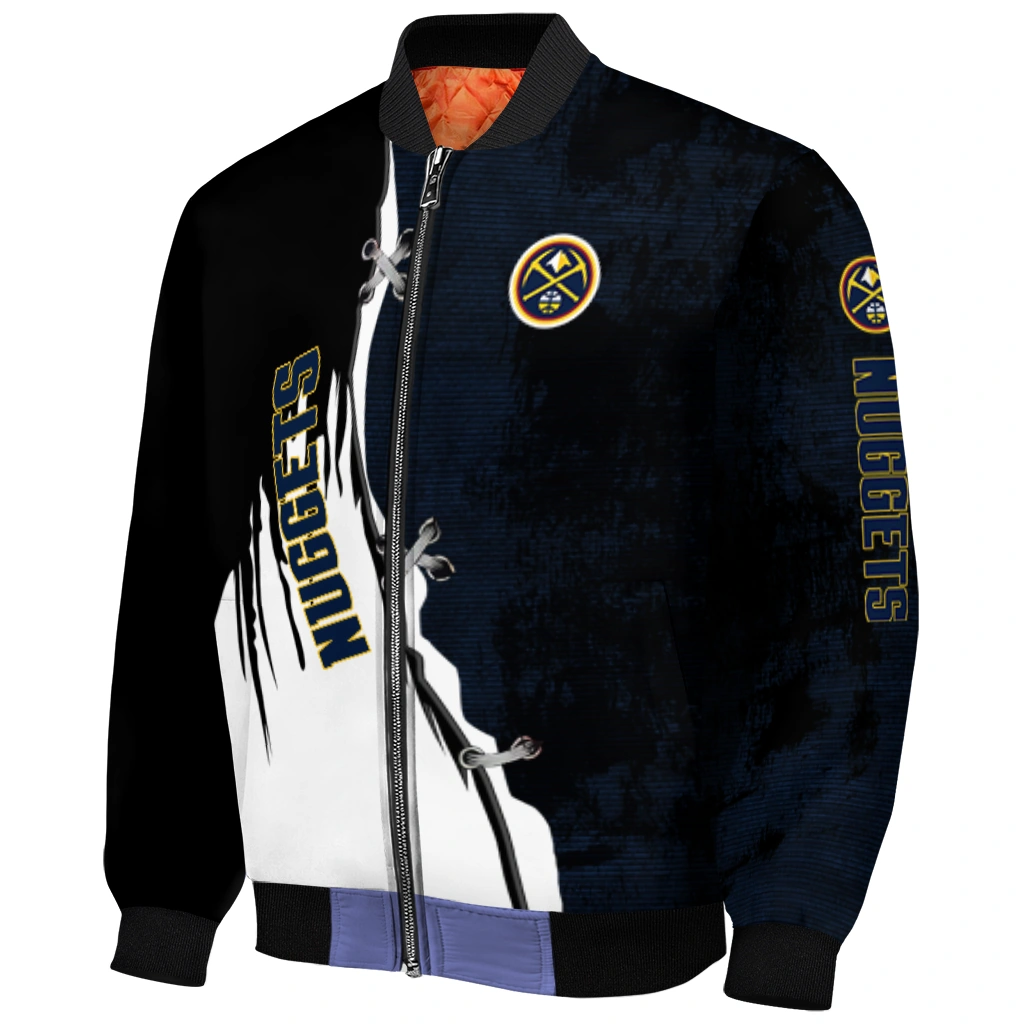 denver nuggets edgy scratch effect blue black bomber jacket fashion forward denver nuggets edgy scratch effect blue black bomber jacket fashion forward