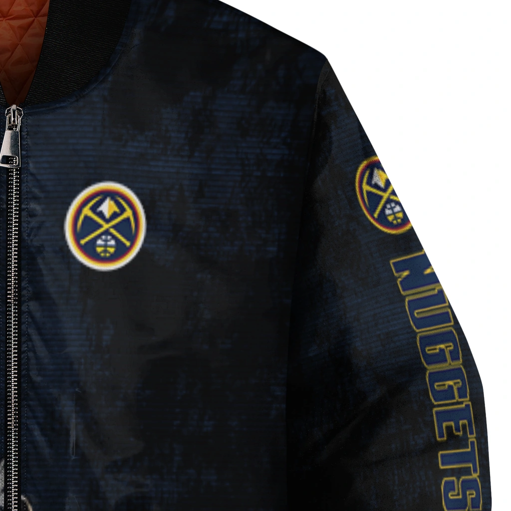 denver nuggets edgy scratch effect blue black bomber jacket premium grade denver nuggets edgy scratch effect blue black bomber jacket premium grade