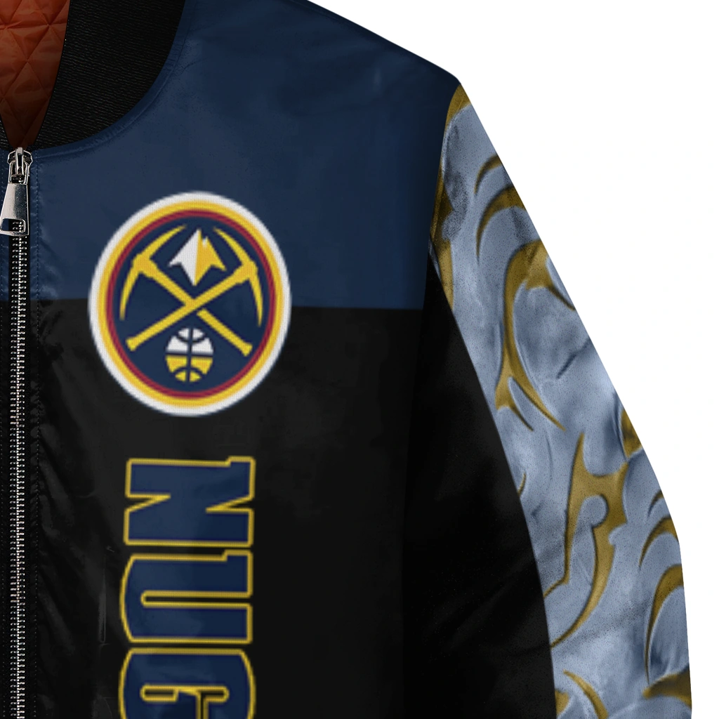 denver nuggets fire skull blue black bomber jacket premium grade denver nuggets fire skull blue black bomber jacket premium grade