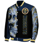 denver nuggets fire skull blue black varsity jacket best selling