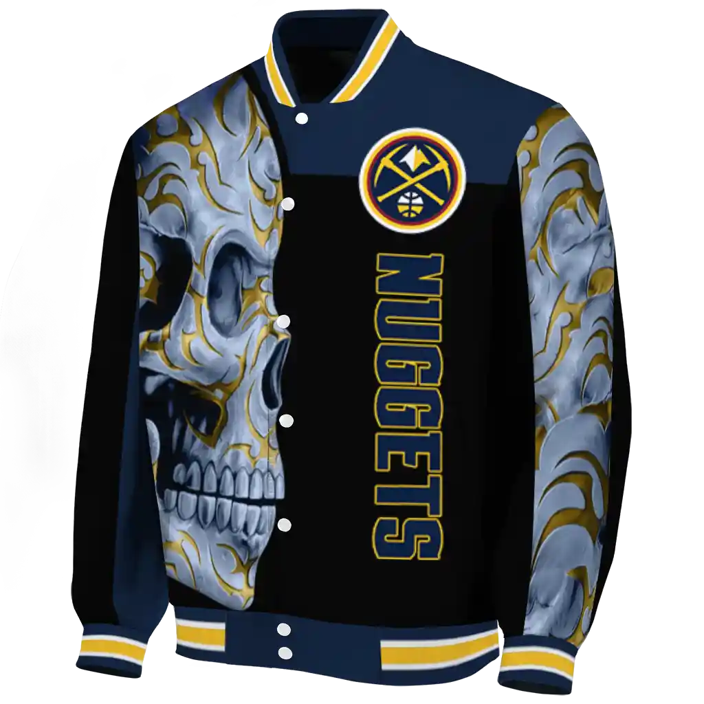 denver nuggets fire skull blue black varsity jacket best selling denver nuggets fire skull blue black varsity jacket best selling