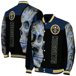 denver nuggets fire skull blue black varsity jacket best selling