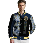 denver nuggets fire skull blue black varsity jacket best selling