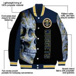 denver nuggets fire skull blue black varsity jacket best selling