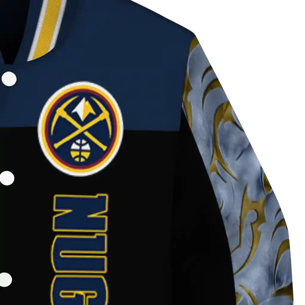 denver nuggets fire skull blue black varsity jacket premium grade denver nuggets fire skull blue black varsity jacket premium grade
