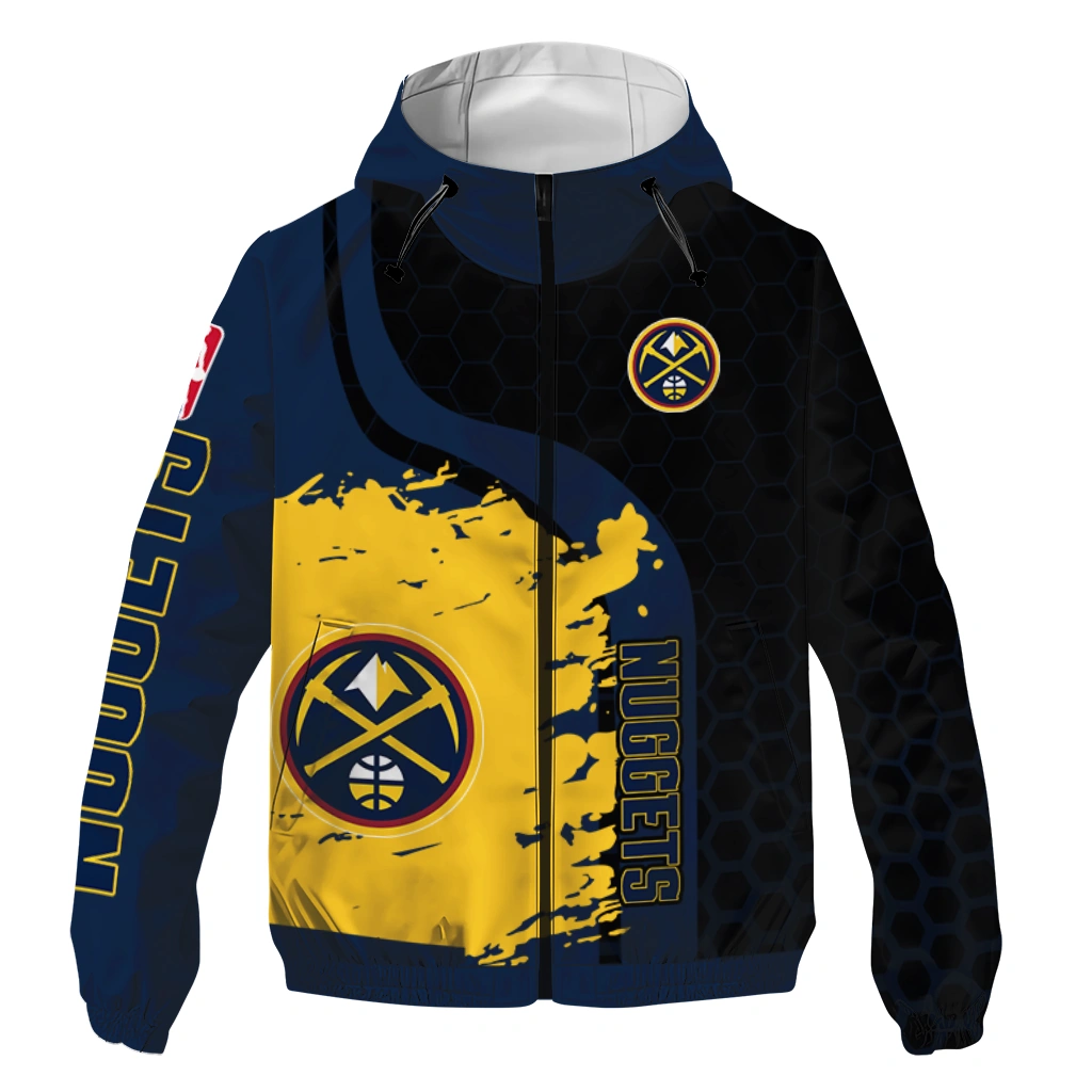 denver nuggets grid stripe blue black windbreaker jacket best selling denver nuggets grid stripe blue black windbreaker jacket best selling