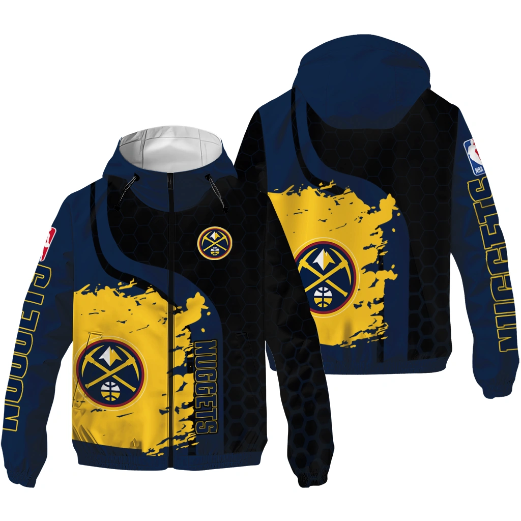 denver nuggets grid stripe blue black windbreaker jacket high quality denver nuggets grid stripe blue black windbreaker jacket high quality