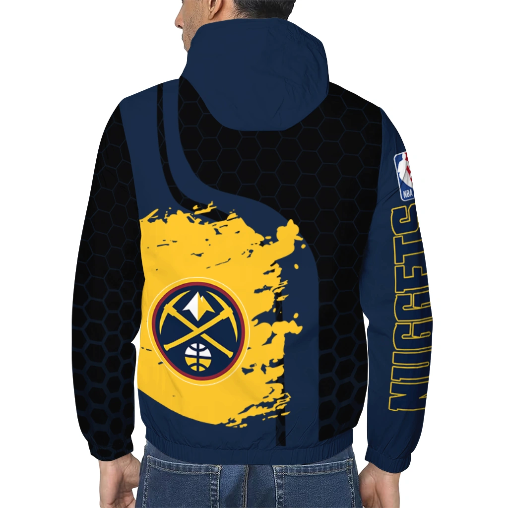 denver nuggets grid stripe blue black windbreaker jacket trendy denver nuggets grid stripe blue black windbreaker jacket trendy
