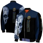 denver nuggets intricate skull blue black bomber jacket best selling