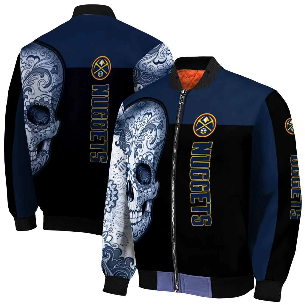 denver nuggets intricate skull blue black bomber jacket best selling denver nuggets intricate skull blue black bomber jacket best selling