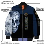 denver nuggets intricate skull blue black bomber jacket best selling