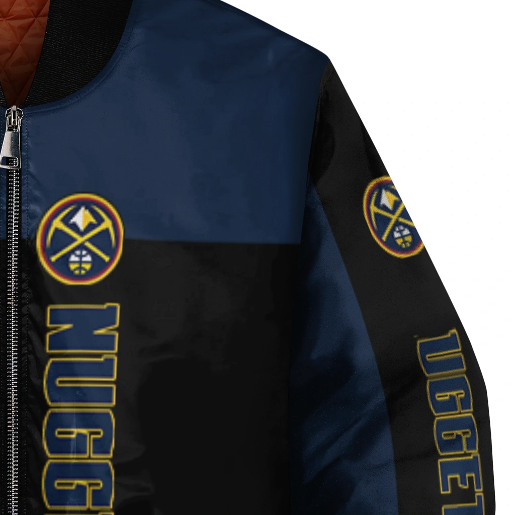 denver nuggets intricate skull blue black bomber jacket premium grade denver nuggets intricate skull blue black bomber jacket premium grade