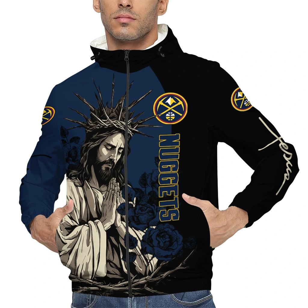denver nuggets jesus roses blue black windbreaker jacket top rated denver nuggets jesus roses blue black windbreaker jacket top rated