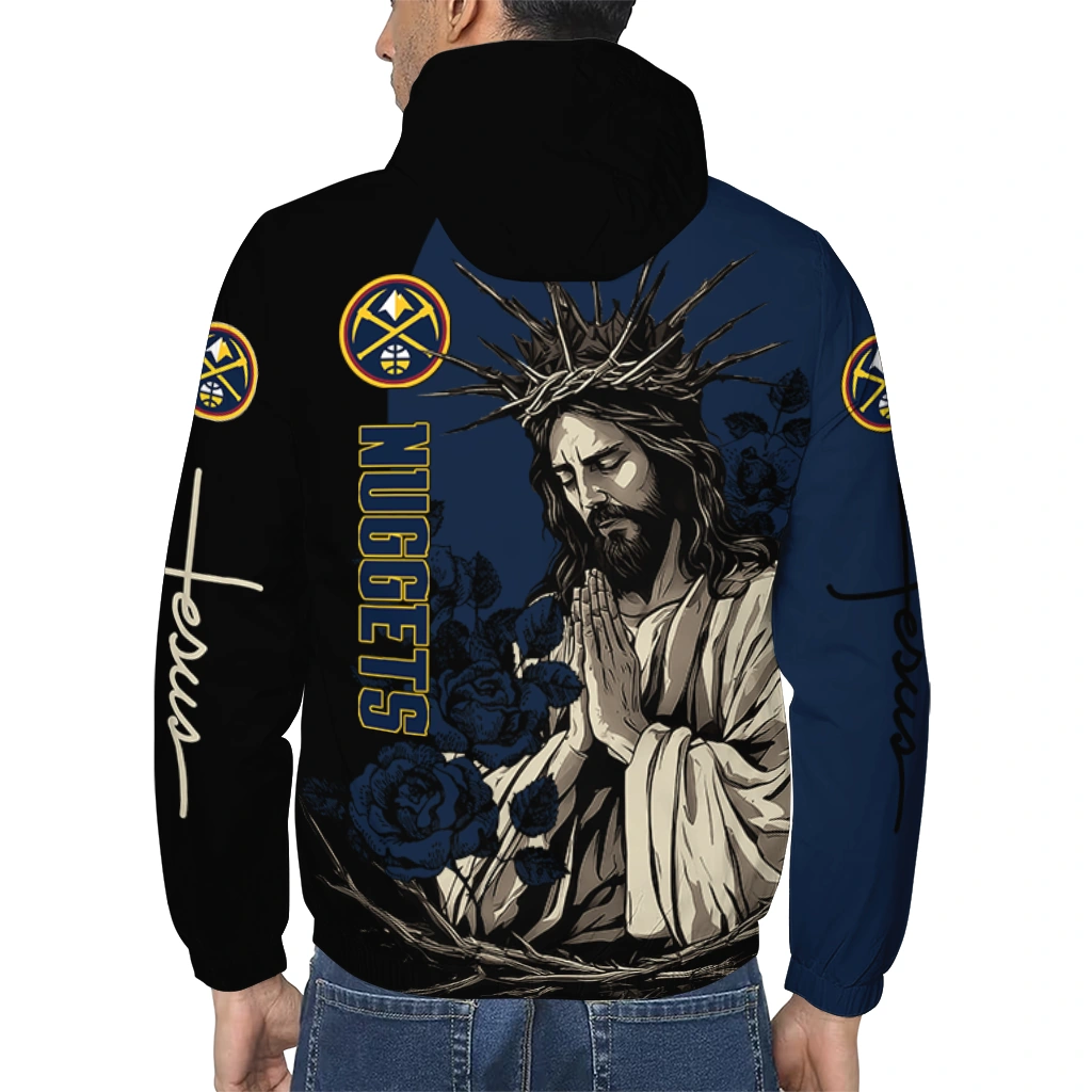 denver nuggets jesus roses blue black windbreaker jacket trendy denver nuggets jesus roses blue black windbreaker jacket trendy
