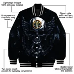 denver nuggets skull bite blue black varsity jacket best selling