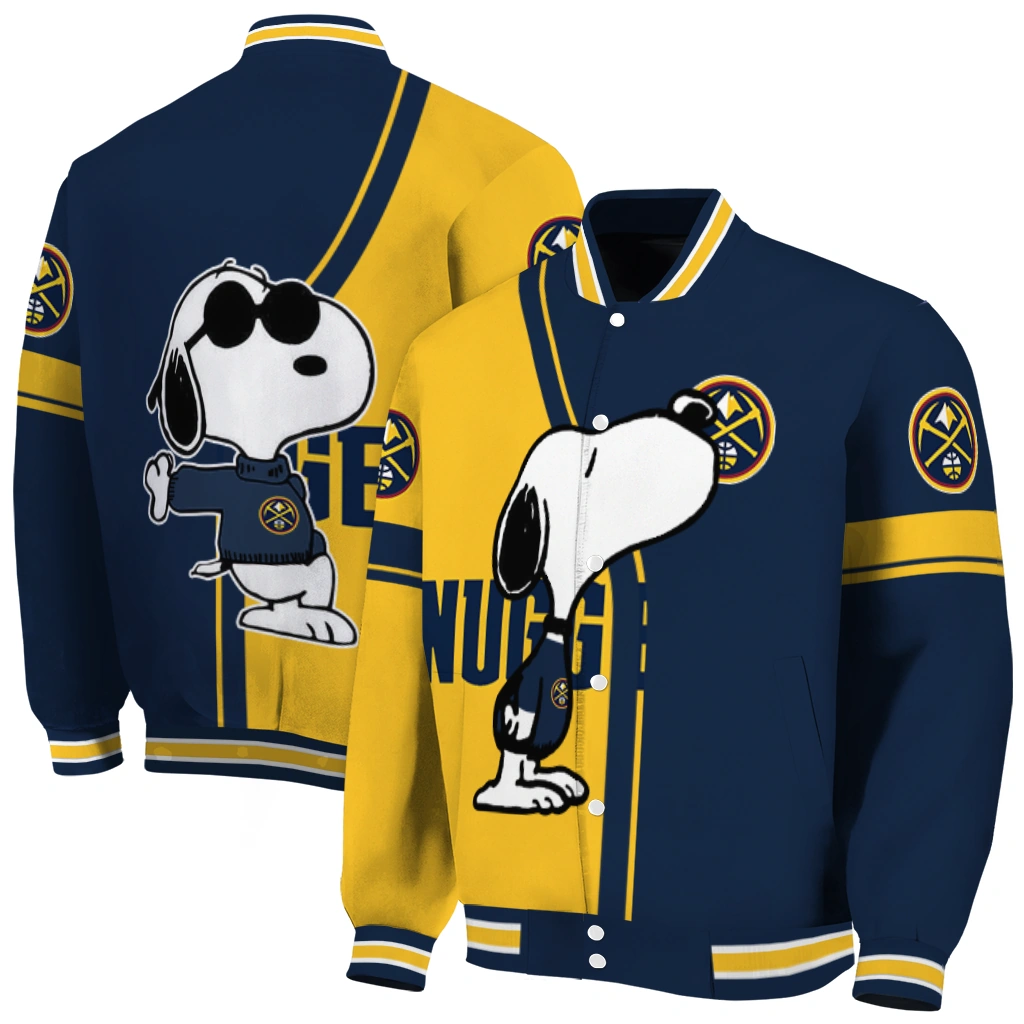 denver nuggets snoopy attitude blue varsity jacket fashion forward denver nuggets snoopy attitude blue varsity jacket fashion forward