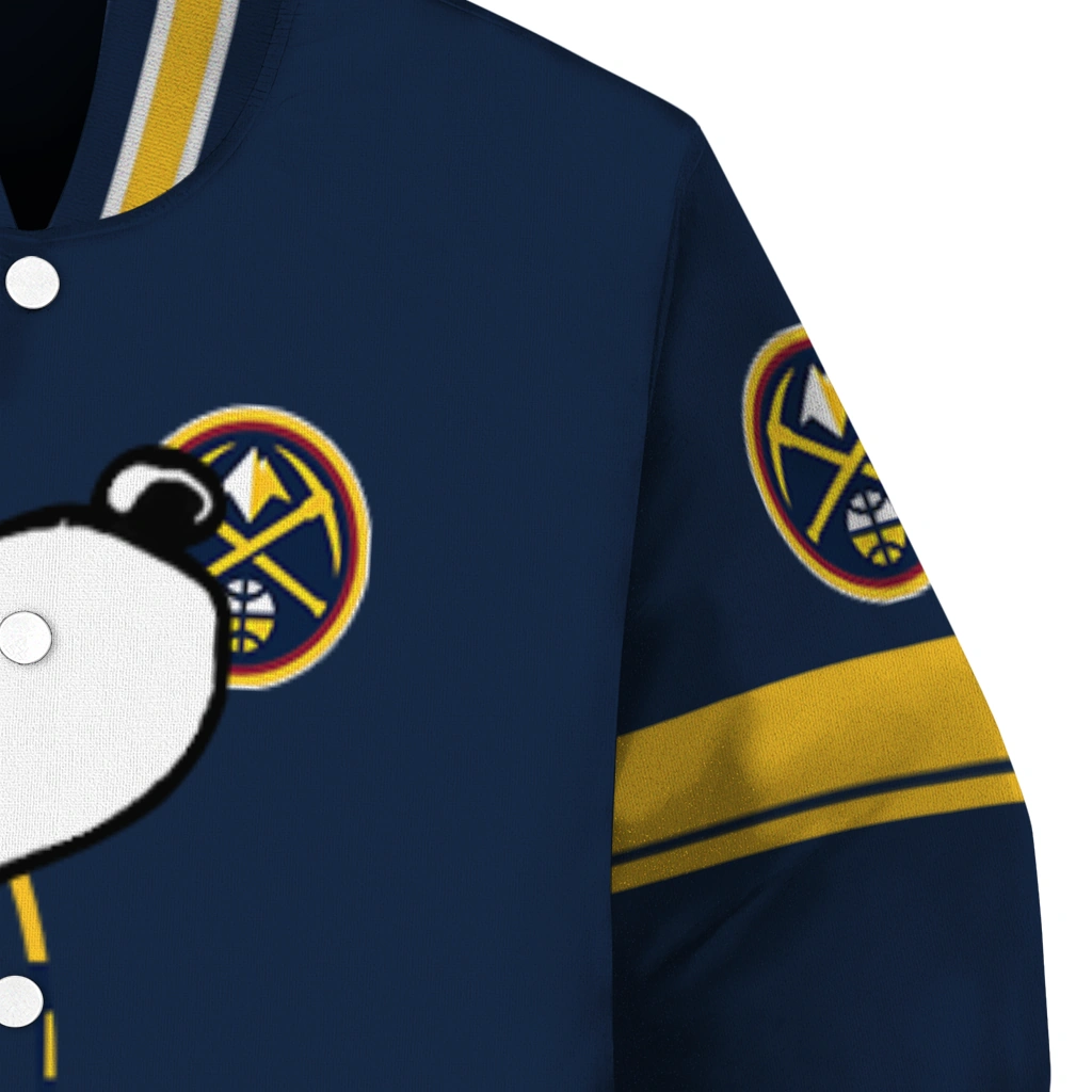 denver nuggets snoopy attitude blue varsity jacket premium grade denver nuggets snoopy attitude blue varsity jacket premium grade
