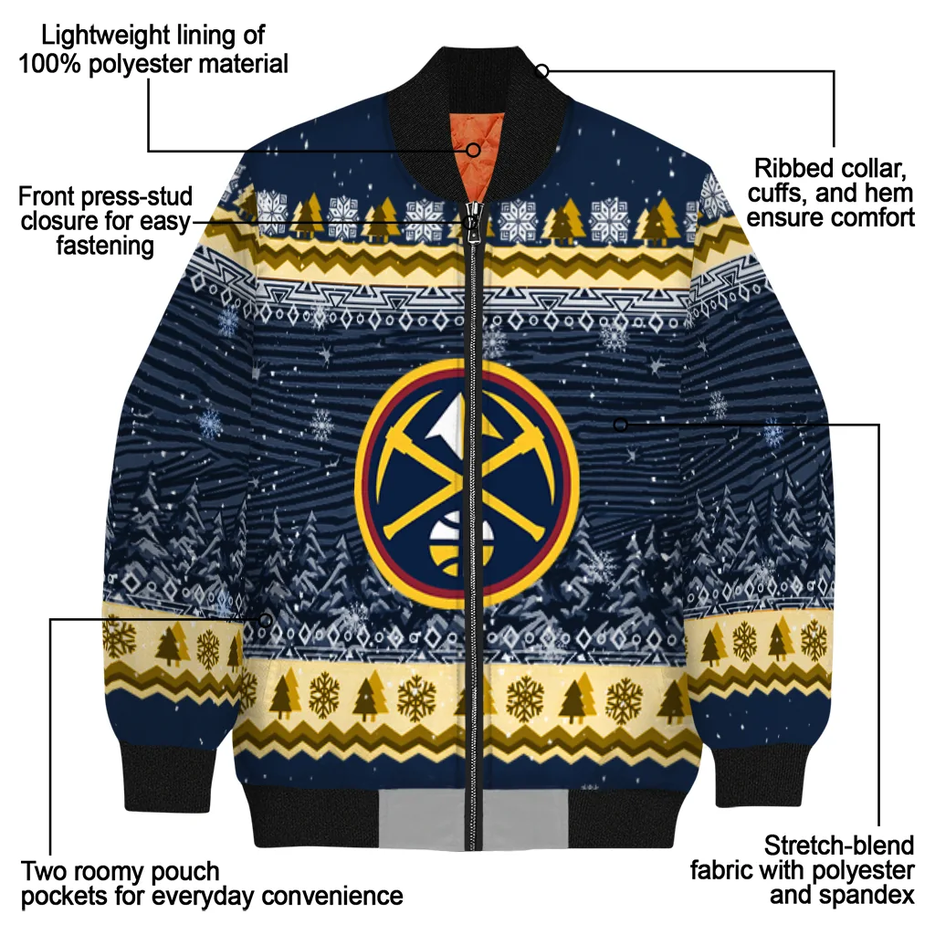 denver nuggets snowy pines blue bomber jacket new arrival denver nuggets snowy pines blue bomber jacket new arrival