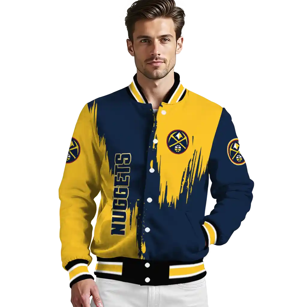 denver nuggets urban mark blue varsity jacket high quality denver nuggets urban mark blue varsity jacket high quality