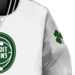 detroit pistons clover pattern print white green varsity jacket best selling
