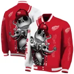 detroit red wings spooky grin red varsity jacket best selling