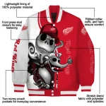 detroit red wings spooky grin red varsity jacket best selling