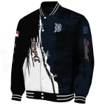 detroit tigers grunge cut design navy black varsity jacket best selling