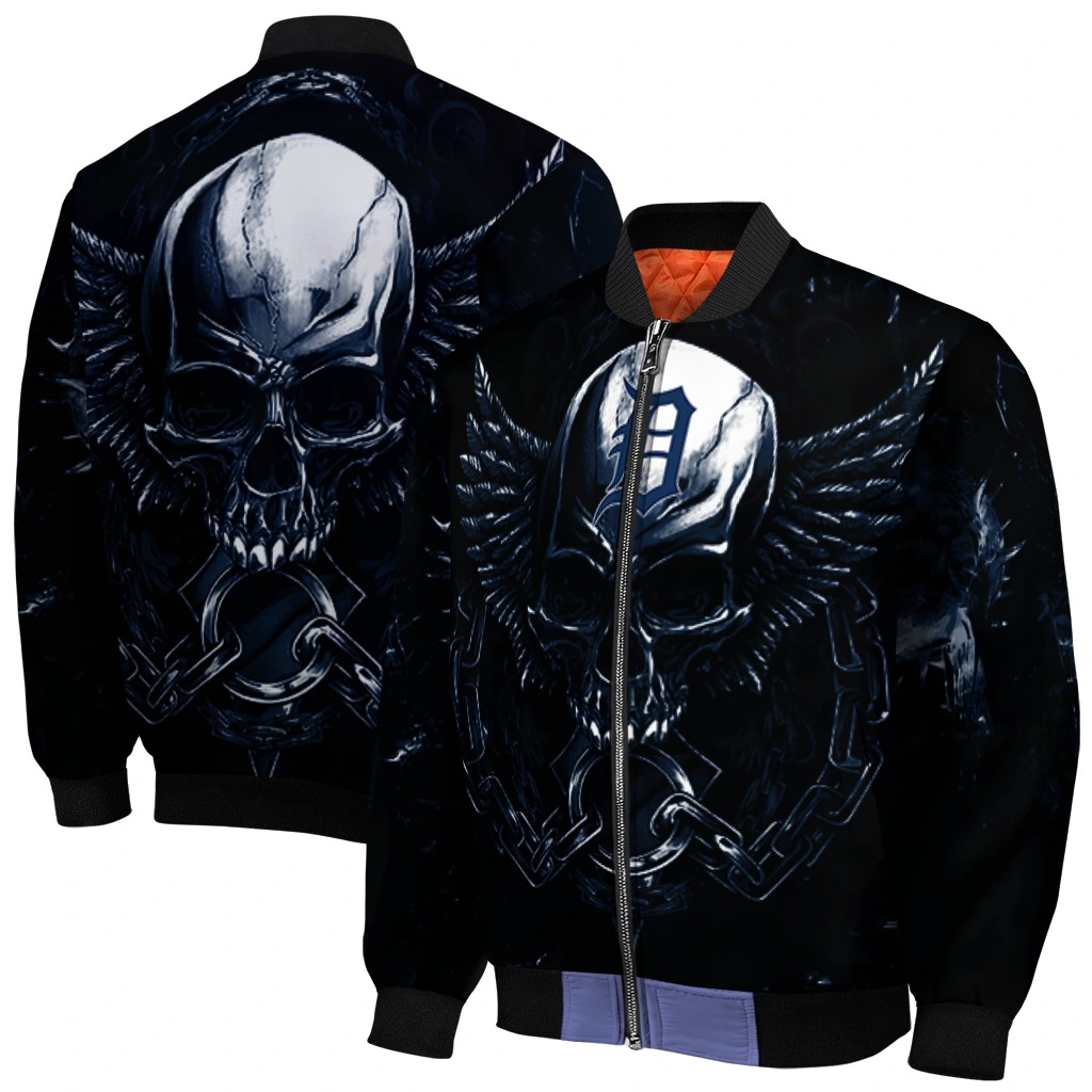 detroit tigers skull bite navy black bomber jacket best selling detroit tigers skull bite navy black bomber jacket best selling
