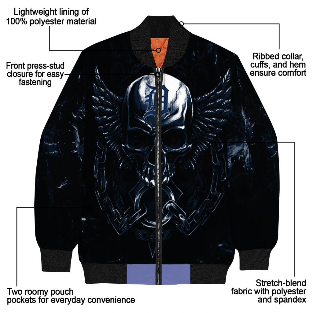 detroit tigers skull bite navy black bomber jacket new arrival detroit tigers skull bite navy black bomber jacket new arrival