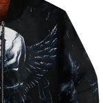 detroit tigers skull bite navy black bomber jacket best selling