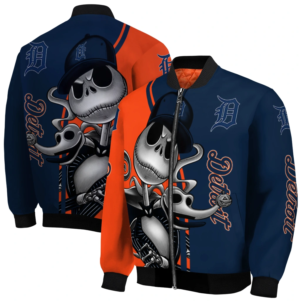 detroit tigers spooky grin navy bomber jacket best selling detroit tigers spooky grin navy bomber jacket best selling