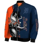detroit tigers spooky grin navy bomber jacket best selling