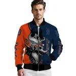 detroit tigers spooky grin navy bomber jacket best selling