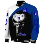 duke blue devils edgy mask blue black varsity jacket best selling