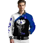 duke blue devils edgy mask blue black varsity jacket best selling