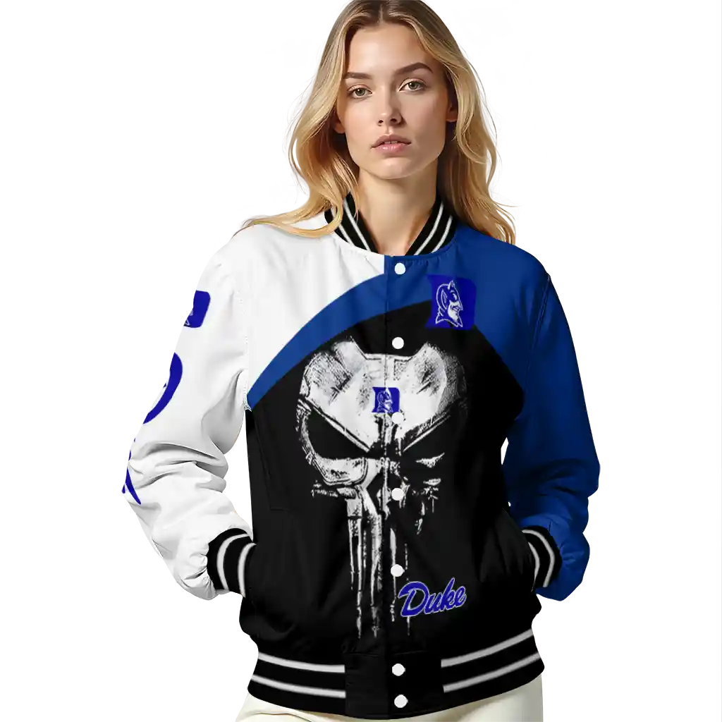duke blue devils edgy mask blue black varsity jacket latest model duke blue devils edgy mask blue black varsity jacket latest model