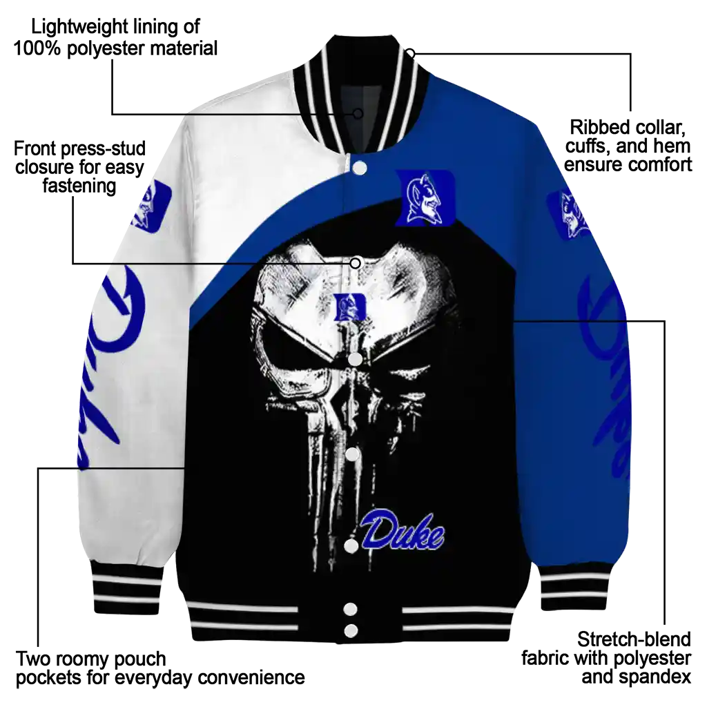 duke blue devils edgy mask blue black varsity jacket new arrival duke blue devils edgy mask blue black varsity jacket new arrival
