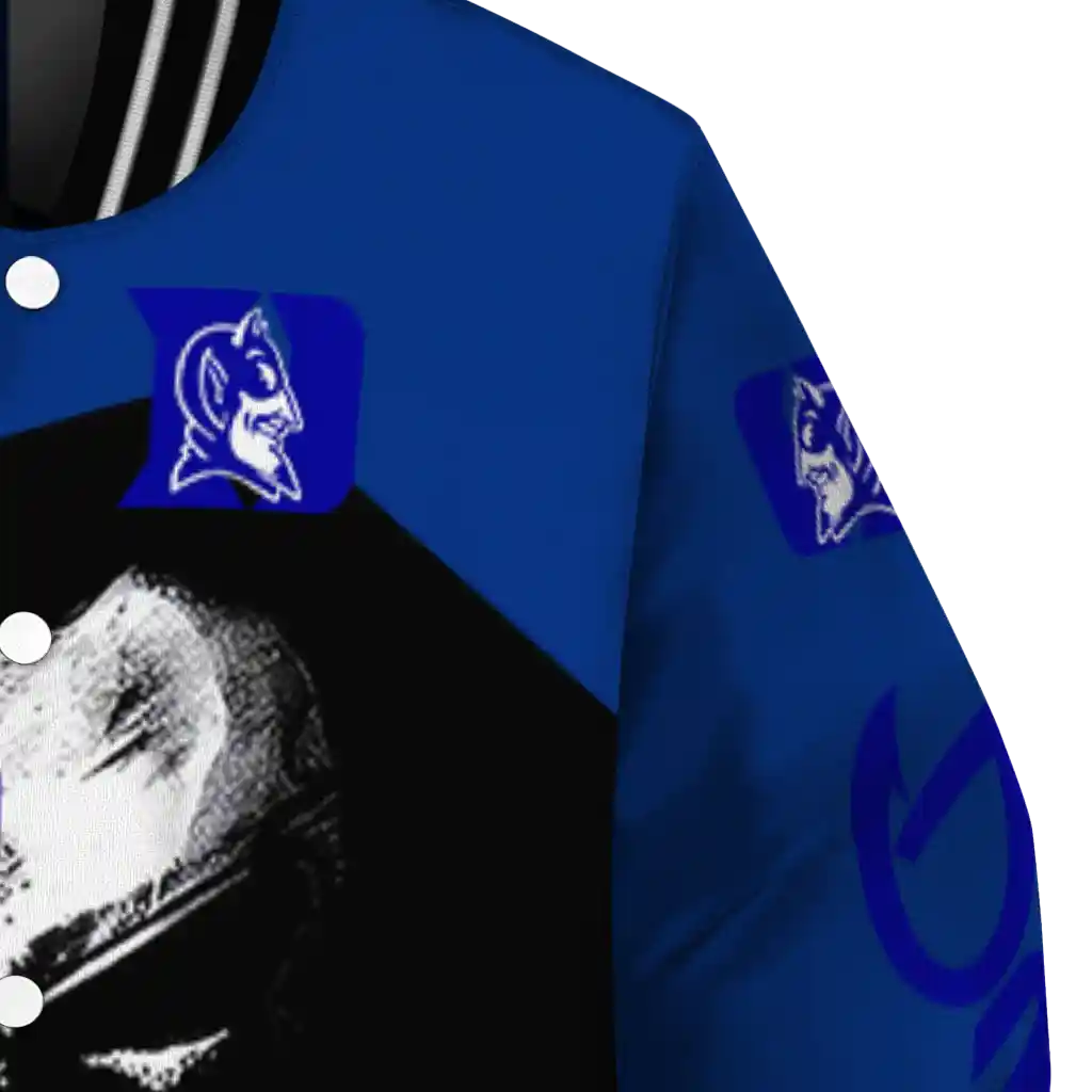 duke blue devils edgy mask blue black varsity jacket premium grade duke blue devils edgy mask blue black varsity jacket premium grade