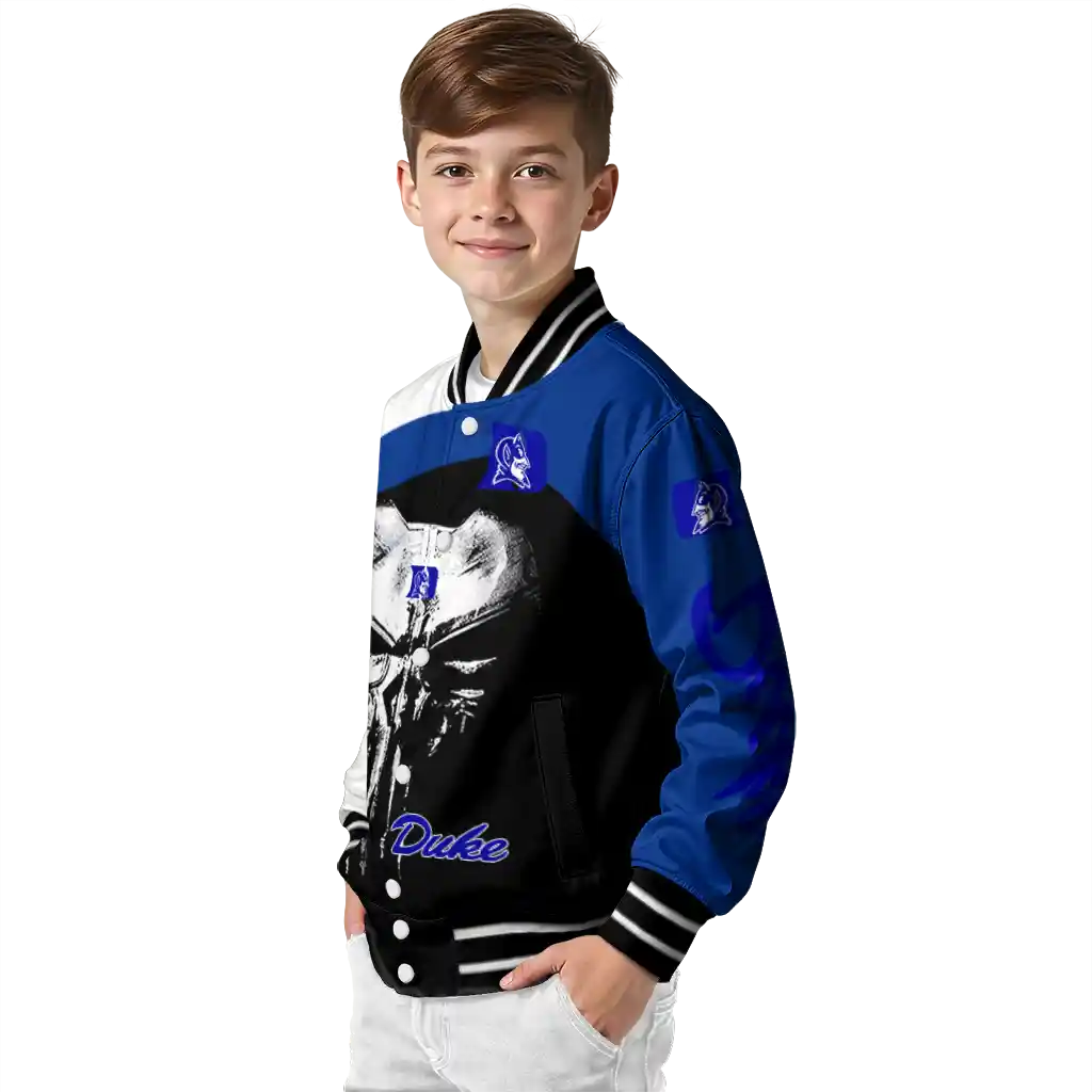 duke blue devils edgy mask blue black varsity jacket trendy duke blue devils edgy mask blue black varsity jacket trendy