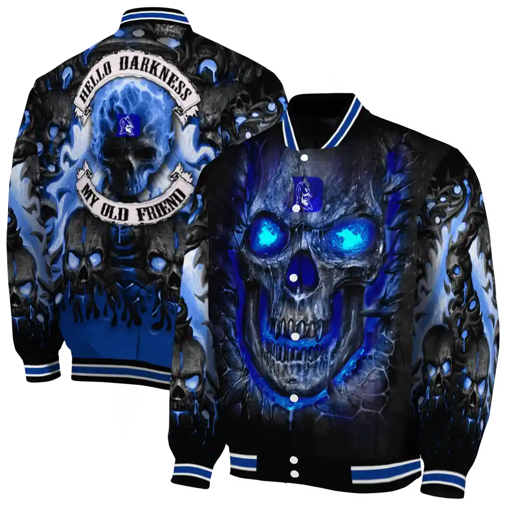 duke blue devils inferno skull blue black varsity jacket fashion forward duke blue devils inferno skull blue black varsity jacket fashion forward